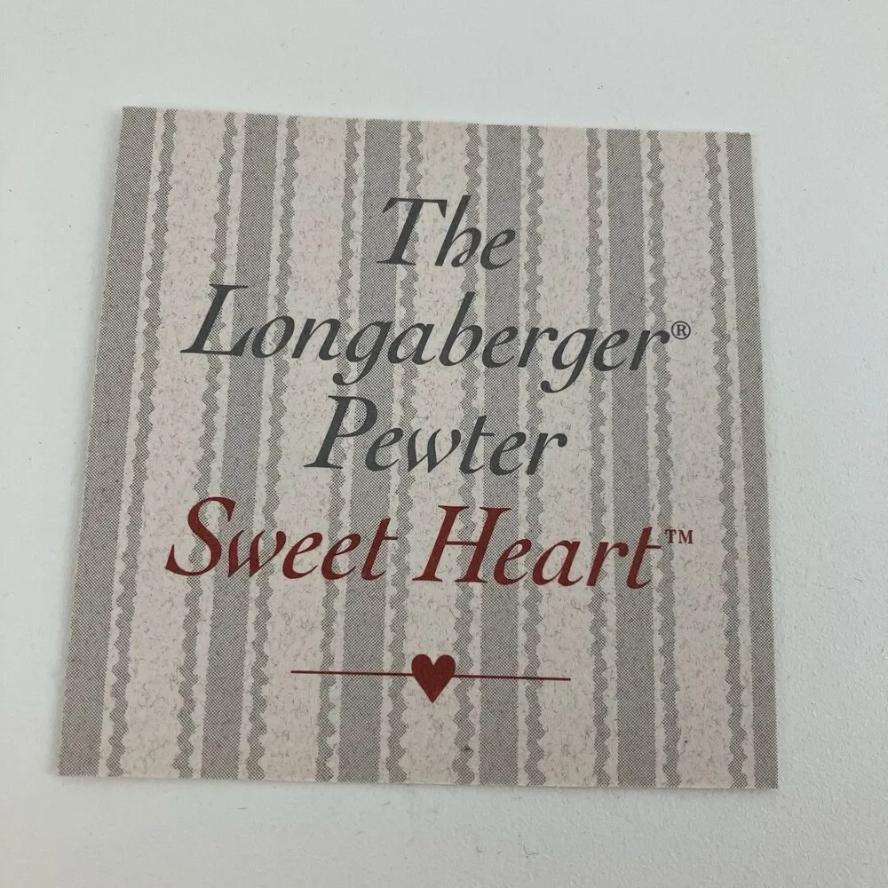 Longaberger Pewter Sweet Heart Basket Tie On | /w Box 1.5
